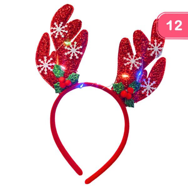 CHRISTMAS LIGHT ON RUDOLPH HEADBAND (12 UNITS)