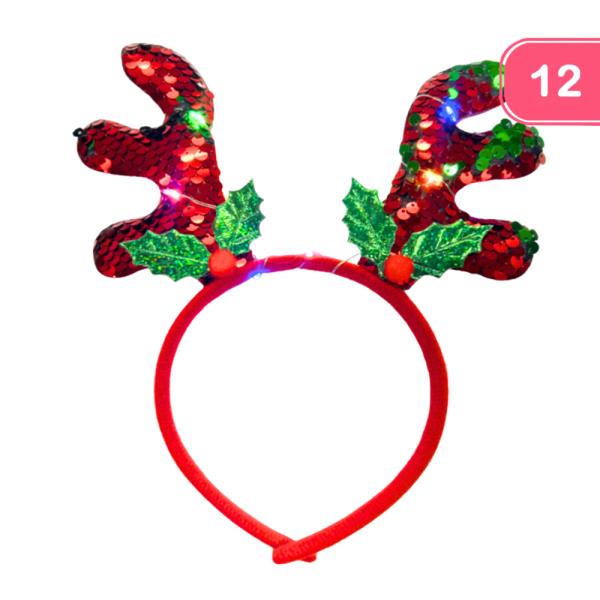 CHRISTMAS LIGHT ON RUDOLPH HEADBAND (12 UNITS)