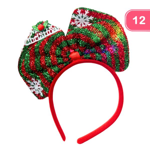 CHRISTMAS RIBBON LIGHT ON HEADBAND (12 UNITS)