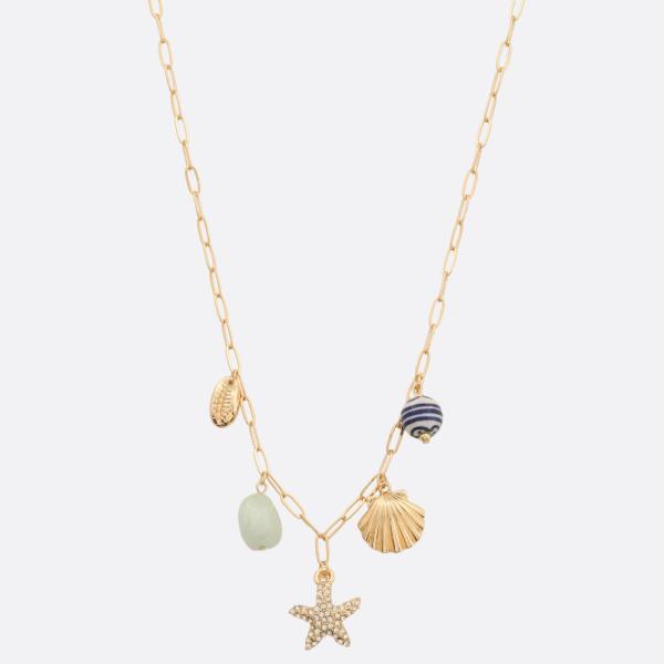 SEA LIFE MULTI CHARM OVAL LINK NECKLACE