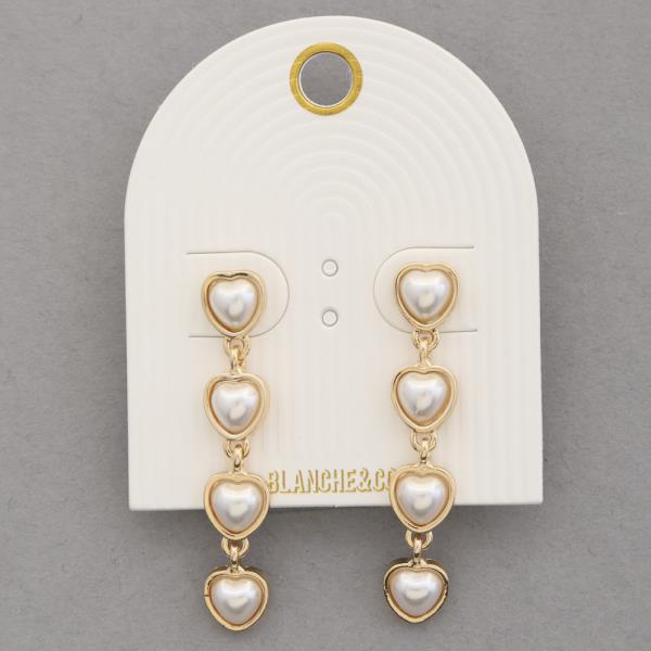 PEARL HEART DROP EARRING