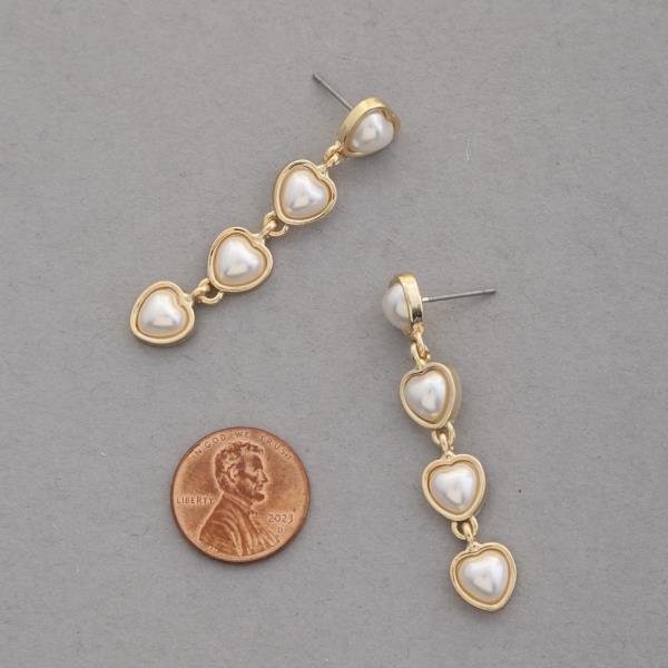 PEARL HEART DROP EARRING