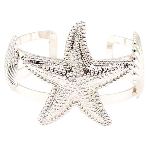 STARFISH SEASHELL METAL CUFF BRACELET