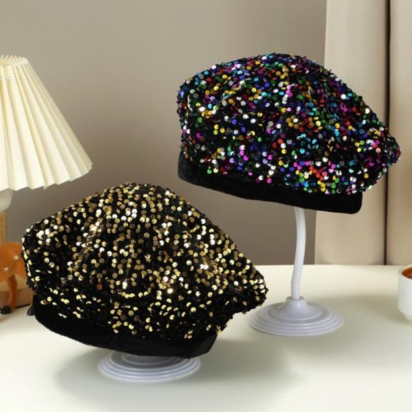 (ONLINE ONLY) SEQUIN BERET HAT (12 UNITS)