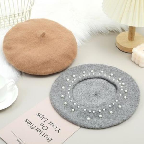 (ONLINE ONLY) SOFT PEARL LINED BERET HAT (12 UNITS)