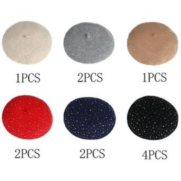 (ONLINE ONLY) RHINESTONE SOLID COLOR FELT BERET HAT (12 UNITS)