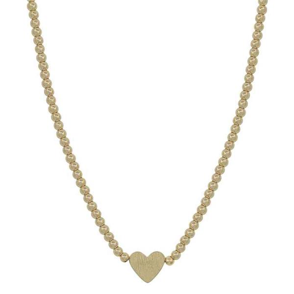 4MM CCB BODY TEXTURED HEART METAL PENDANT SHORT NECKLACE