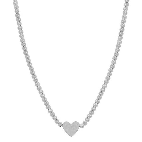 4MM CCB BODY TEXTURED HEART METAL PENDANT SHORT NECKLACE