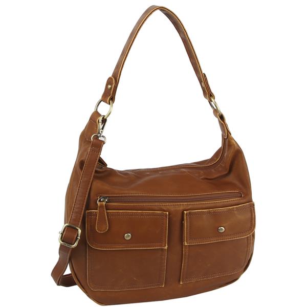 (ONLINE ONLY) Stylish front pocket zipper shoulder hobo bag