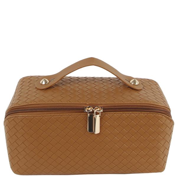 (ONLINE ONLY) Woven design handle travel cosmetic bag