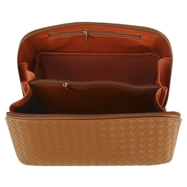 (ONLINE ONLY) Woven design handle travel cosmetic bag