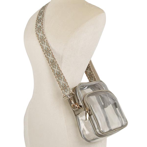 (ONLINE ONLY) Clear zipper crossbody w guitar strap