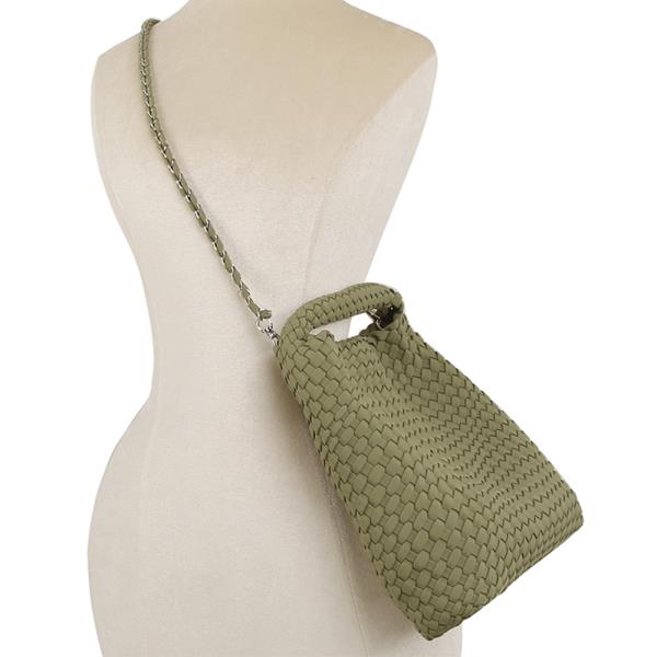 (ONLINE ONLY) 2in1 woven design shoulder hobo w pouch bag set