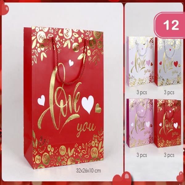 VALENTINES DAY LOVE PAPER GIFT BAG (12 UNITS)