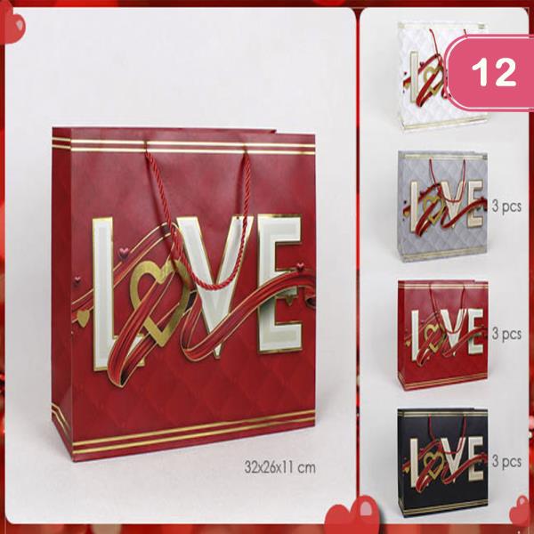 VALENTINES DAY LOVE PAPER GIFT BAG (12 UNITS)