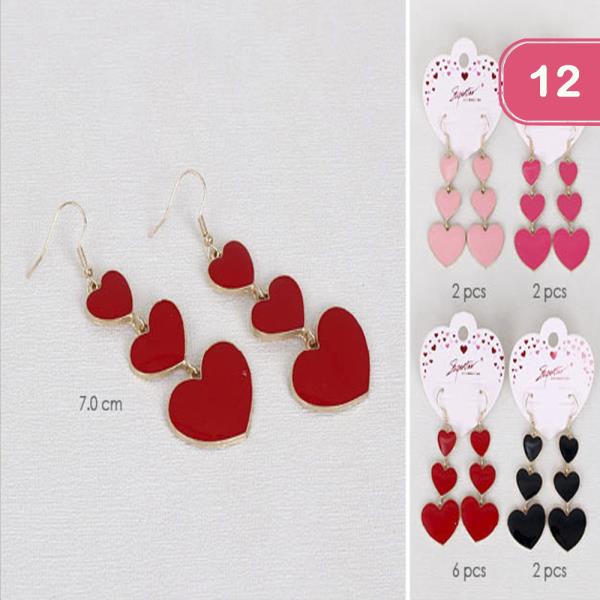 VALENTINES DAY HEART DANGLE EARRING (12 UNITS)