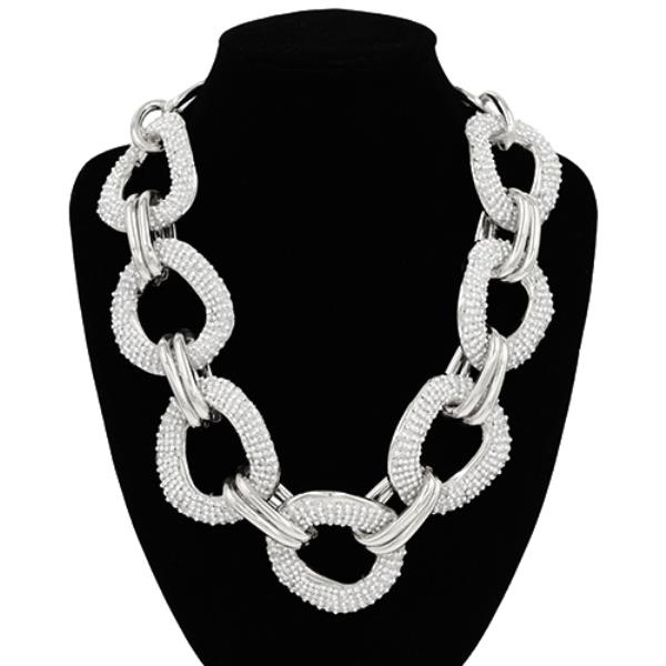 CHUNKY METAL RHINESTONE LINK CHAIN NECKLACE