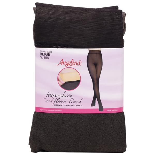 FAUX SHEER AND FLEECE LINED HIGH WASTED THERMAL TIGHTS