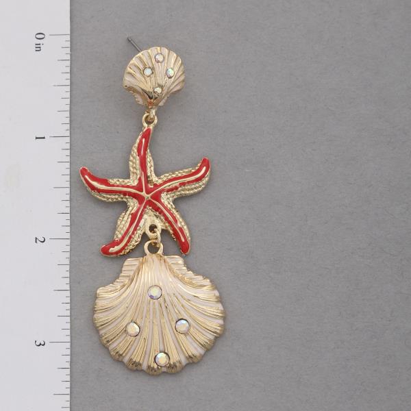 STARFISH SEASHELL DANGLE EARRING