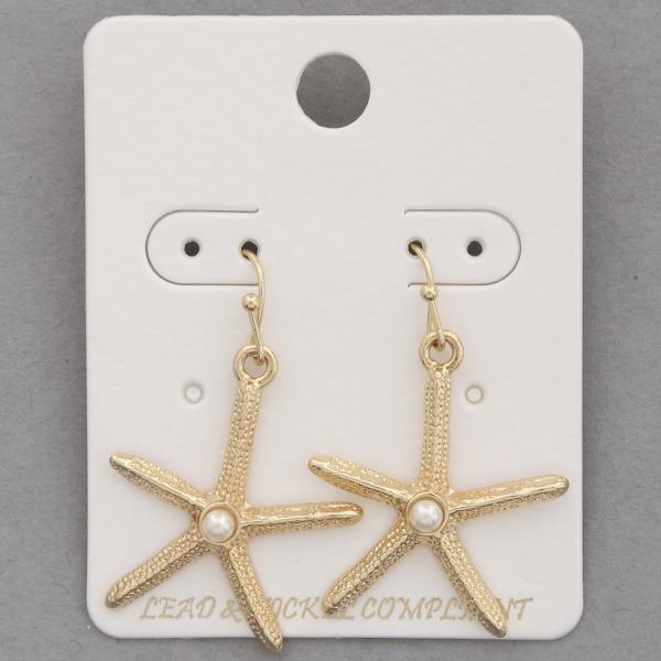 STARFISH PEARL BEAD DANGLE EARRING