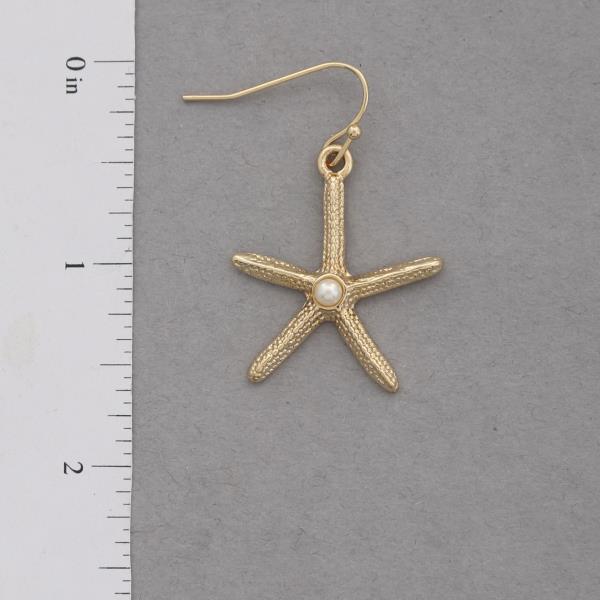 STARFISH PEARL BEAD DANGLE EARRING