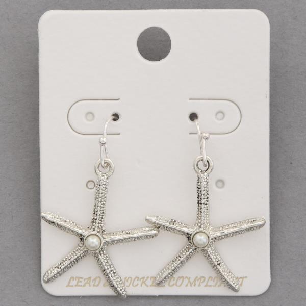 STARFISH PEARL BEAD DANGLE EARRING