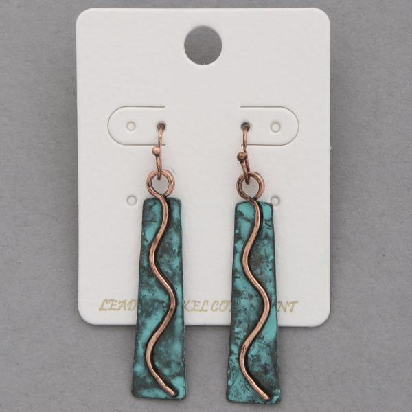 TWO TONE LONG BAR DANGLE EARRING