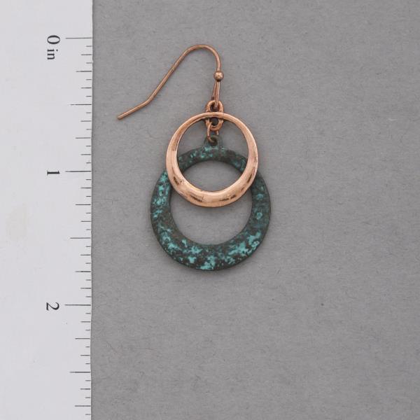 TWO TONE DOUBLE CIRCLE LINK DANGLE EARRING