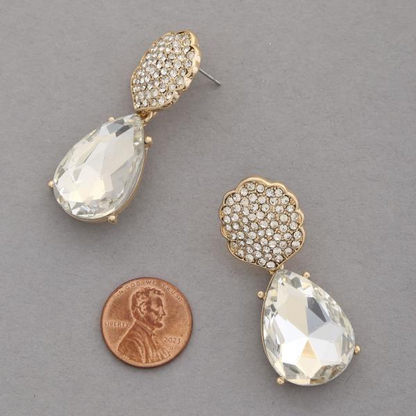 TEARDROP RHINESTONE DANGLE EARRING