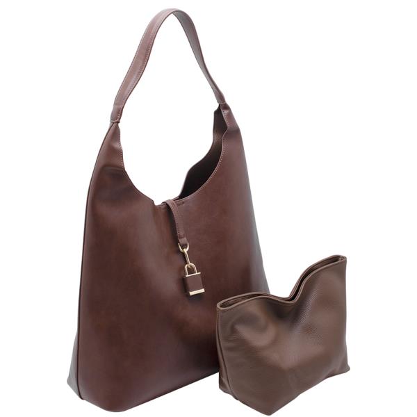 2IN1 SMOOTH LOCK SHOULDER HOBO BAG W POUCH SET