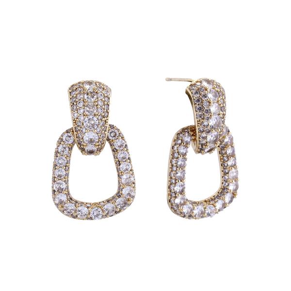 14K GOLD/WHITE GOLD DIPPED DIAMOND KNOCKER STUD EARRINGS