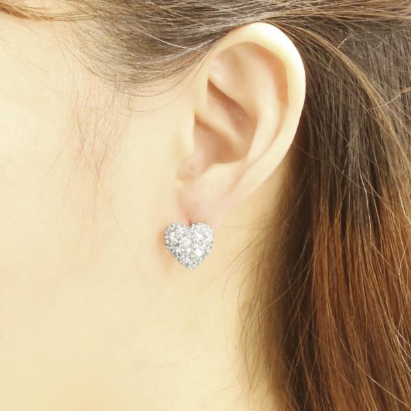 14K GOLD/WHITE GOLD DIPPED CLUSTER CZ HEART POST EARRINGS