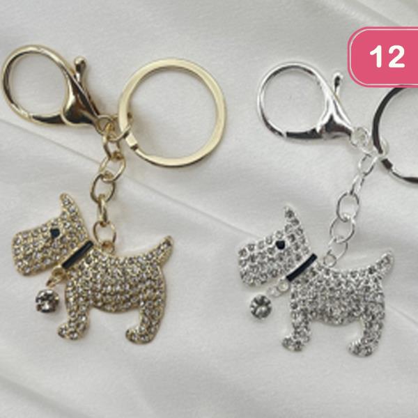 RHINESTONE DOG KEYCHAIN (12 UNITS)