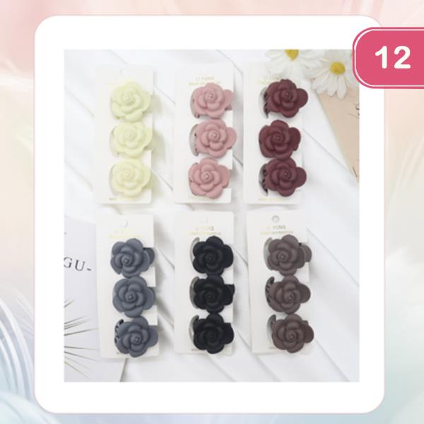 MINI FLOWER HAIR CLAW JAW CLIP SET (12 UNITS)