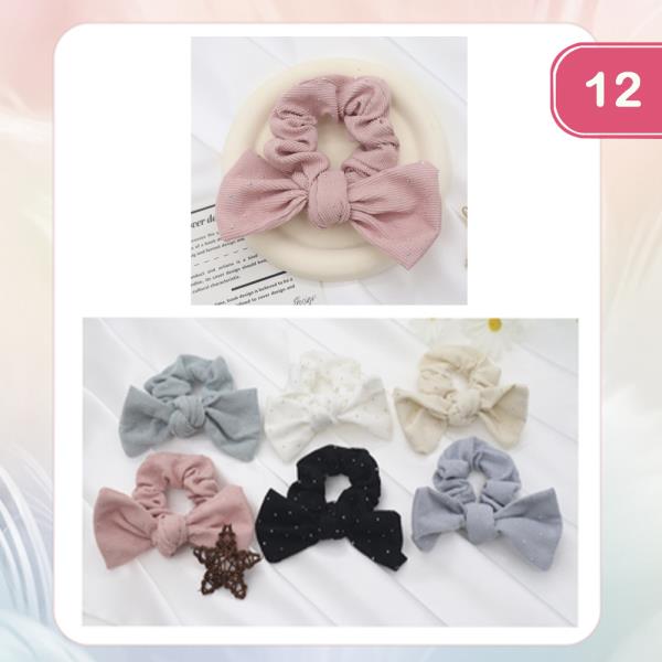 RIBBON HAIR SCRUNCHIES TIE (12 UNITS)