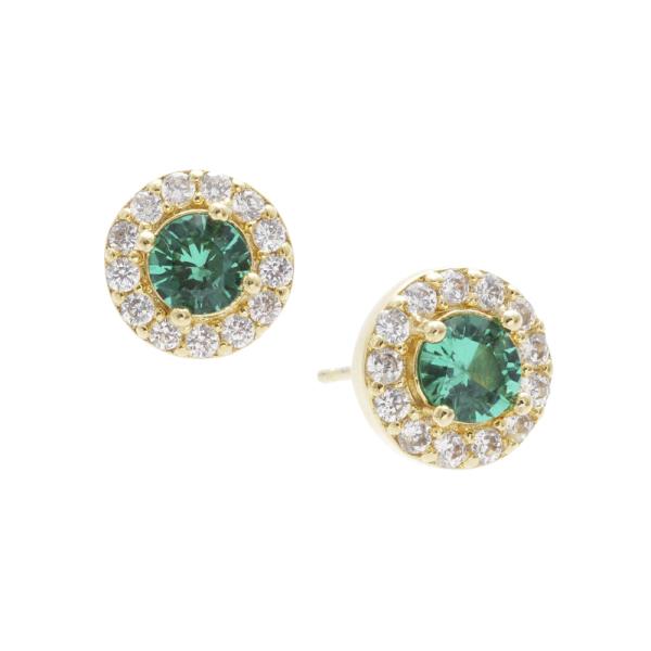 CZ ROUND GOLD DIPPED EARRING