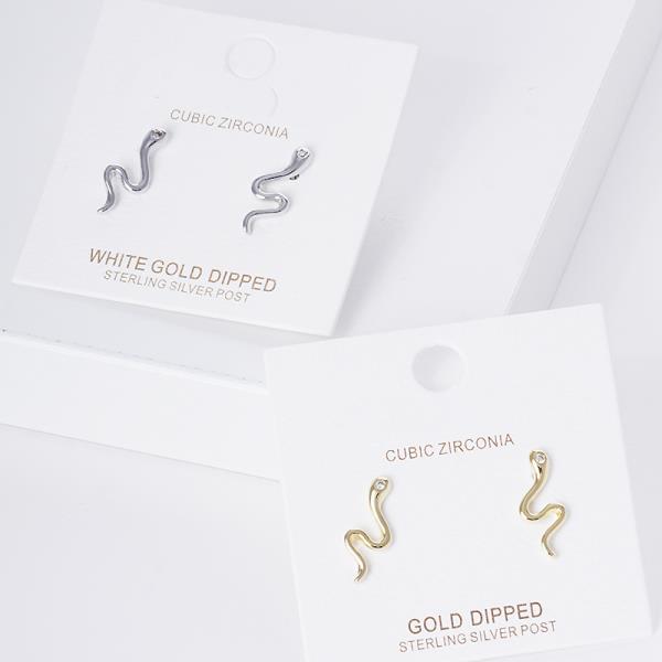 SNAKE CZ GOLD DIPPED EARRING