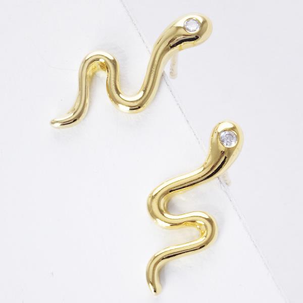 SNAKE CZ GOLD DIPPED EARRING