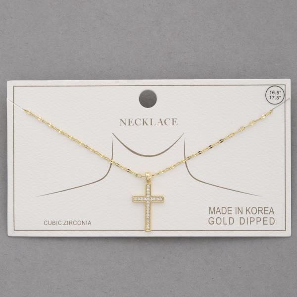 CZ CROSS PENDANT GOLD DIPPED NECKLACE