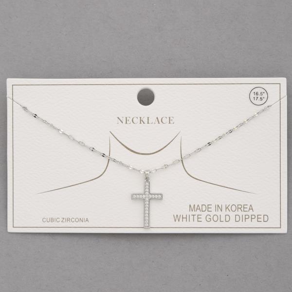 CZ CROSS PENDANT GOLD DIPPED NECKLACE