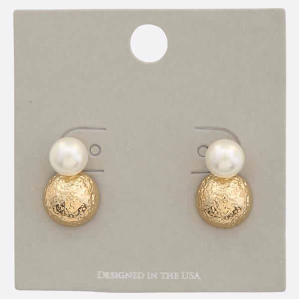 PEARL ROUND METAL EARRING