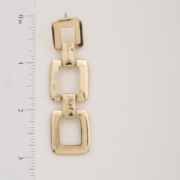 TRIPLE RECTANGLE LINK DANGLE EARRING