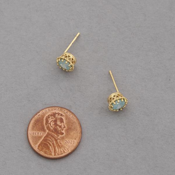 ROUND CZ GOLD DIPPED EARRING