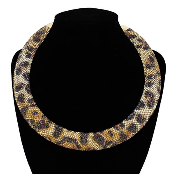 LEOPARD RHINESTONE CHUNKY NECKLACE