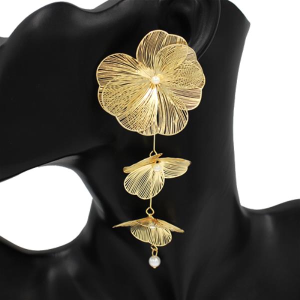 WIDE METAL FLOWER EARRING