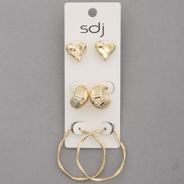 SDJ HEART SHAPE HOOP ASSORTED EARRING SET