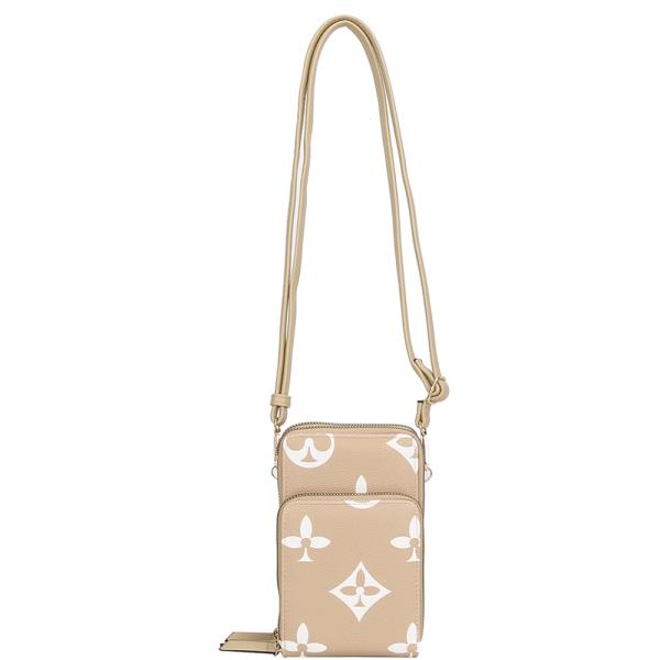 PRINTED DESIGN ZIPPER CROSSBODY BAG