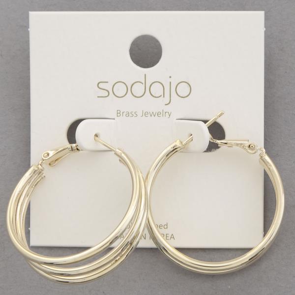 SODAJO TRIPLE HOOP GOLD DIPPED EARRING