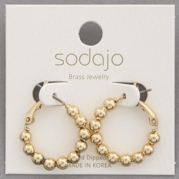 SODAJO BALL BEAD HOOP GOLD DIPPED EARRING