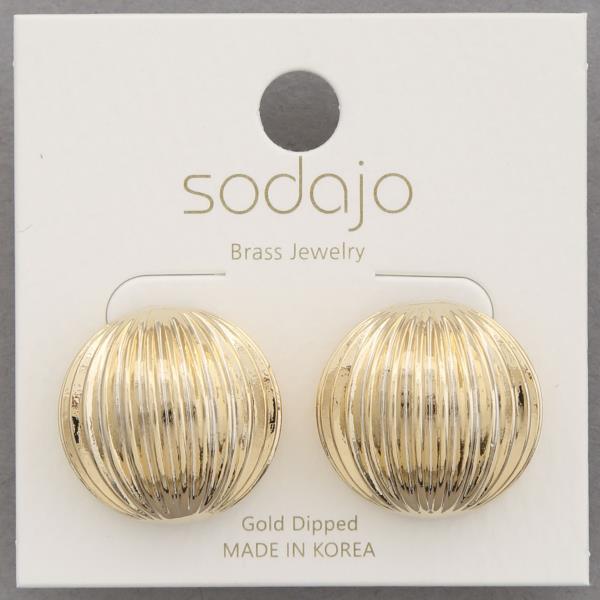 SODAJO ROUND LINED GOLD DIPPED EARRING